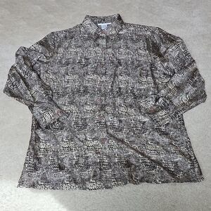 NWOT Anna And Frank 100% SILK Button-Down Reptile Pattern Shirt